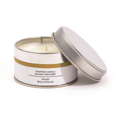 MUJI — Bougie Métal ‐ Bois d'hinoki