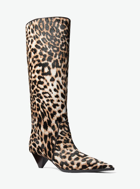 Michael Kors — Michael Kors Botte Jayla à hauteur de genou en poil de vachette à imprimé léopard