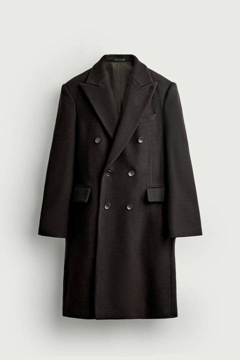 Zara — Manteau à boutonnage croisé en mélange de laine