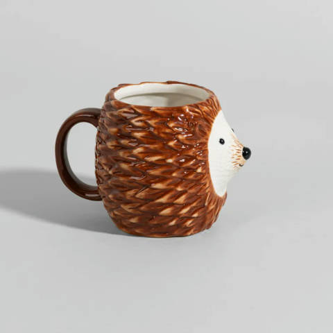Maisons du Monde — Mug hérisson en grès marron et blanc