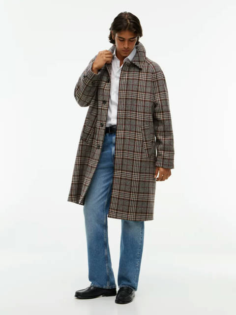 Tommy Hilfiger — Manteau droit à carreaux en pure laine