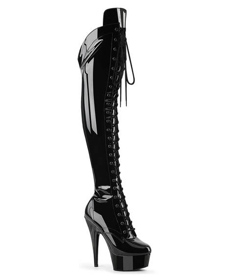 Pleaser — Cuissardes à Laçage Pleaser DELIGHT 3014 – Noir Vernis