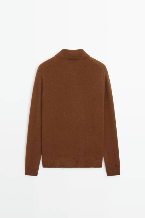 Massimo Dutti — Pull polo en maille détails boutons 100 % laine