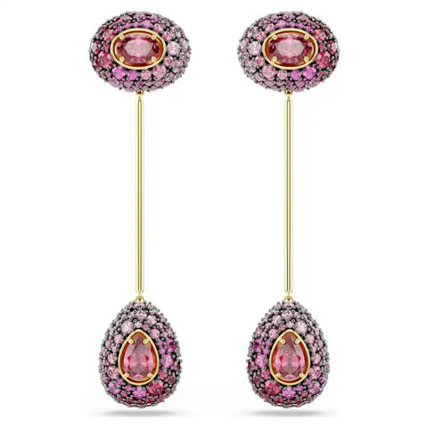 Swarovski — Swarovski Pendants d'oreilles Sublima Taille poire, Rouges, Doré à l’or 18 carats (750/1000)