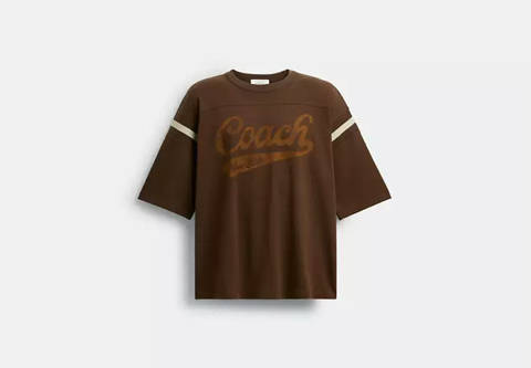 Coach — Coach T-shirt Col Rond Sportif Script En Coton Biologique