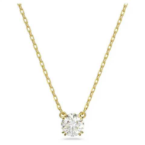 Swarovski — Swarovski Pendentif Stilla Taille ronde, Blanc, Doré à l’or 18 carats (750/1000)