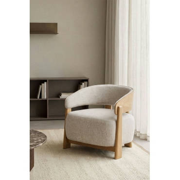 Sklum — Fauteuil en bois de chêne tapissé Olea