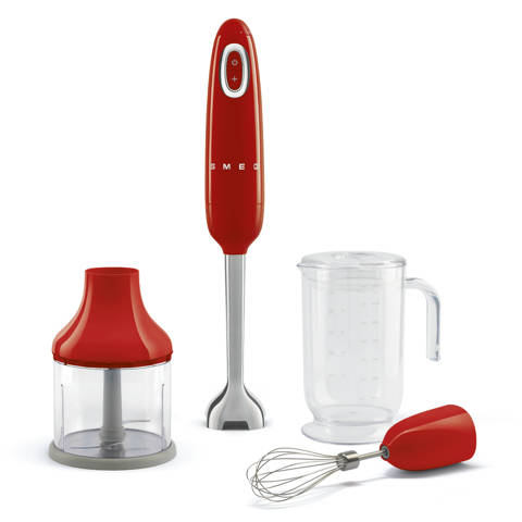 Smeg — Mixeur plongeant avec accessoires Rouge Esthétique Années 50 HBF03RDEU