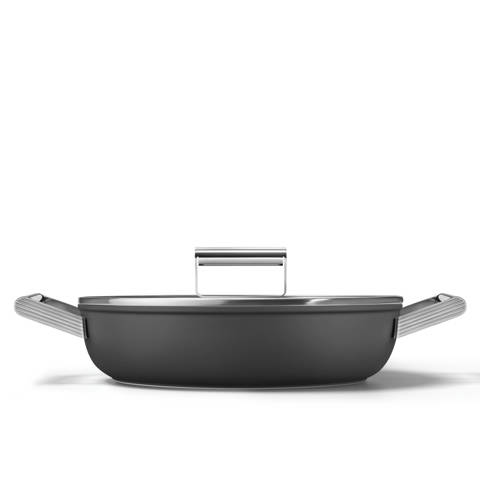 Smeg — Sauteuse antiadhésive Ustensiles de cuisson, Noir Esthétique Années 50
