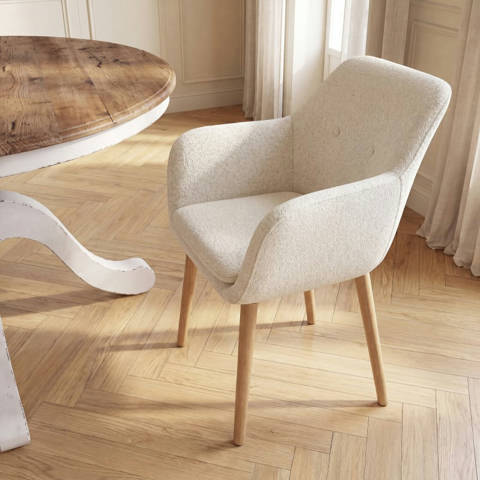 Maisons du Monde — Fauteuil de table à bouclettes écrues Arnold