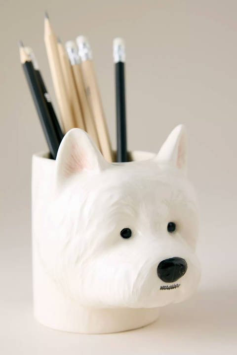 Anthropologie — Pot à crayons Westie Quail Ceramics