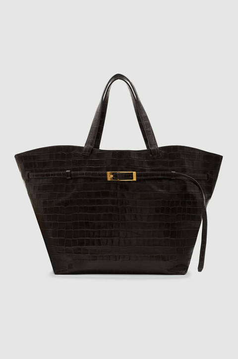 Anine Bing — Elly Tote Embossed - Dark Brown