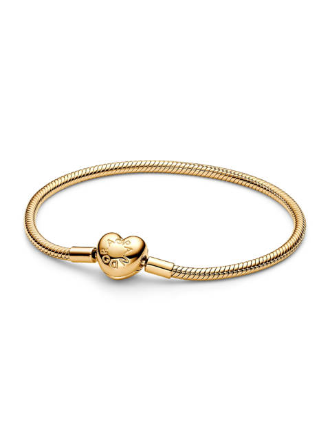 Pandora — Bracelet maille serpent fermoir cœur pandora Moments