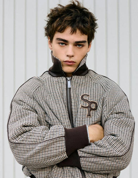 Bershka — Blouson bomber en drap de laine pied-de-poule