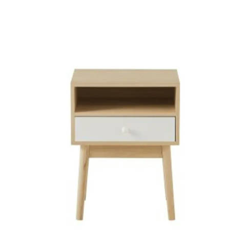 Maisons du Monde — Table de chevet 1 tiroir blanc et beige Spring