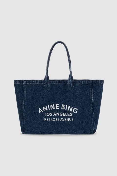 Anine Bing — Leo Denim Tote - Ink Blue