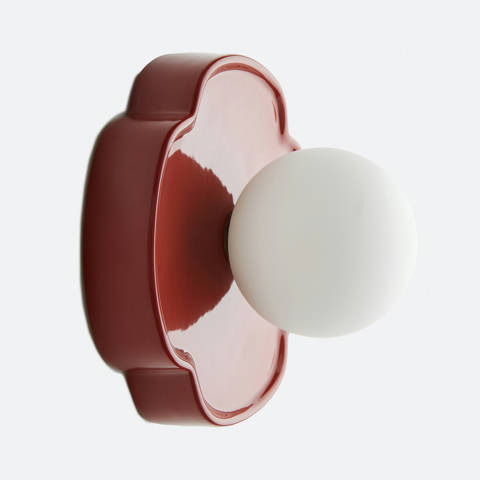 La Redoute Interieurs — Applique ou plafonnier fleur, céramique et verre opaline, diamètre 20 cm, HOLI
