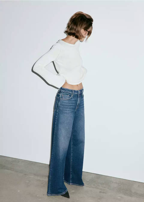 Mango — Jean large taille haute