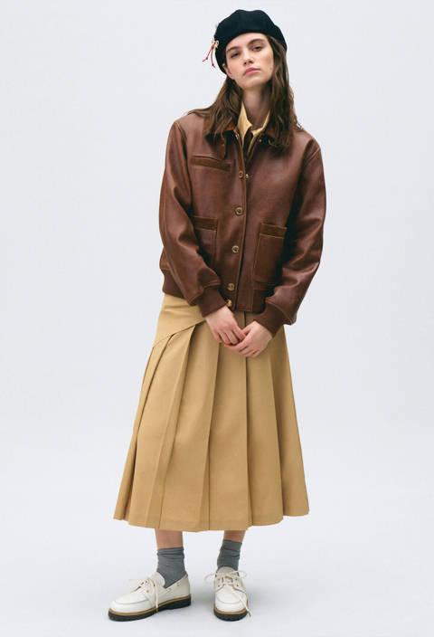 Claudie Pierlot — Blouson cuir large – Marron