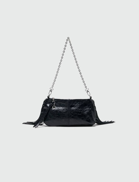 Maje — Pochette Miss M pouch en cuir vernis – Noir