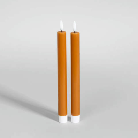 Maisons du Monde — Bougies longues LED en cire camel (x2)