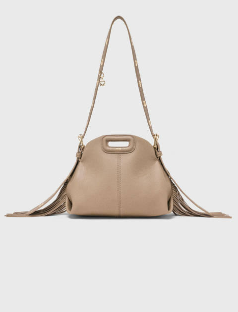 Maje — Sac Miss M mini en cuir grainé – Taupe