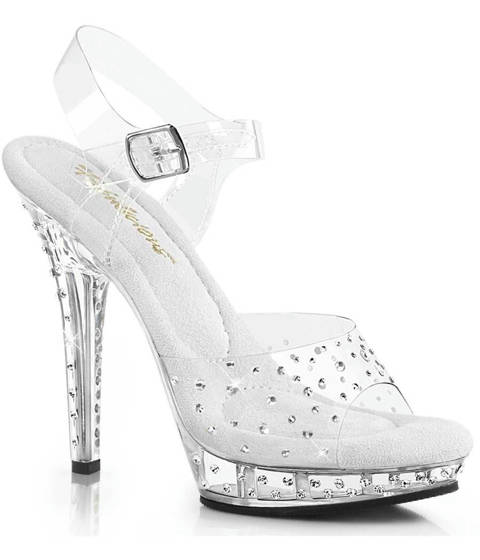 Fabulicious — Sandales Transparentes LIP-108RS : L'Éclat des Strass sur la Bride Avant