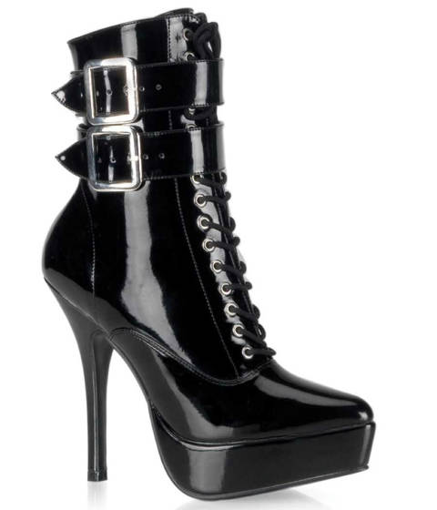Devious — Indulge 1026 : La Bottine Lacée Affranchie – Noir Vernis
