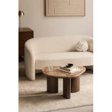 Sklum — Table basse 75x60 cm en MDF et marbre Dayana