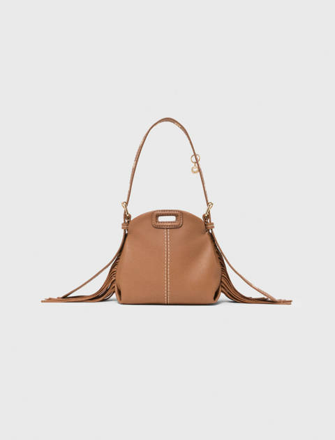 Maje — Sac Miss M micro en cuir surpiqué – Mocha