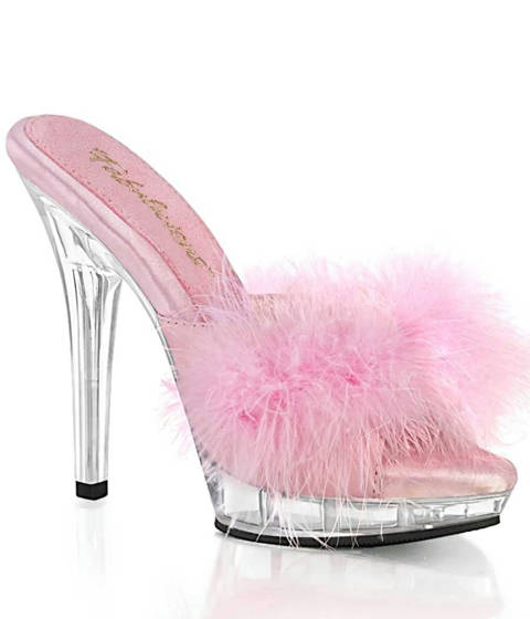 Fabulicious — Mules à Plumes LIP-101-8 : Le Glamour Marabout LBDHT – Rose