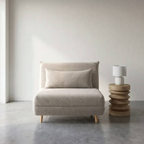 Maisons du Monde — Canapé clic-clac 1 place beige Nio