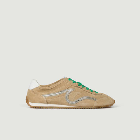 Sandro — Sneakers Light Wave en cuir suède – Beige