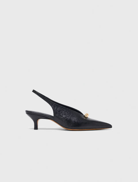 Maje — Slingbacks pointues en cuir embossé – Noir