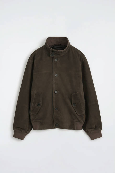 COS — Blouson en cuir suédé à col cheminée