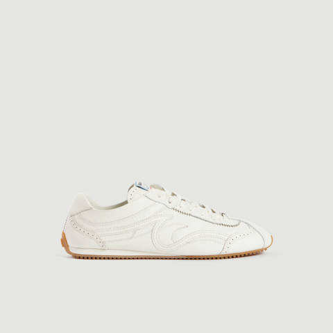 Sandro — Sneakers Light Wave en cuir – Ecru
