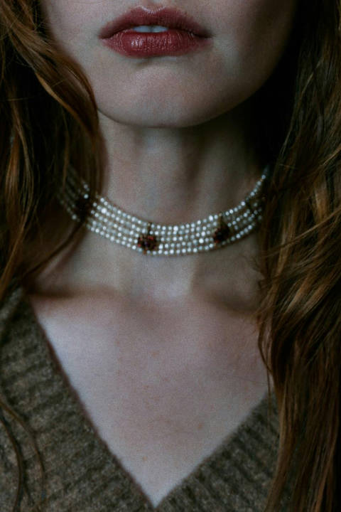 Zara — Choker perles et strass