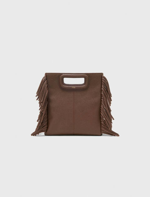 Maje — Sac M en cuir grainé – Marron