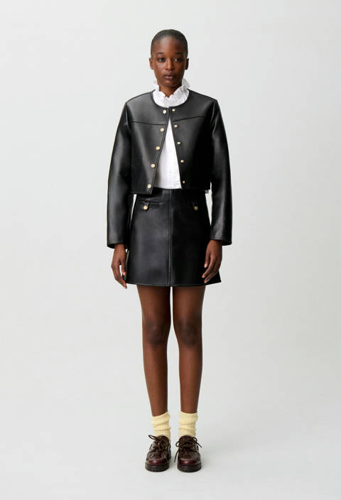 Claudie Pierlot — Jupe courte cuir – Noir