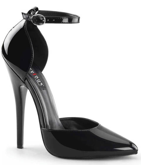 Devious — Escarpins D'Orsay Sexy DOMINA-402 à Bride Cheville – Noir Vernis