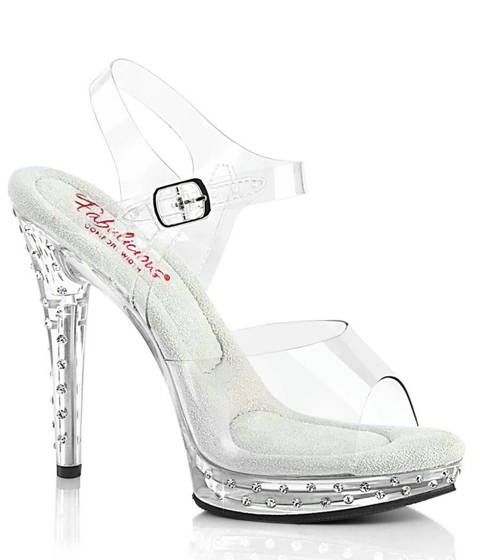 Fabulicious — Sandales Transparentes GLORY-508SDT : Éclat Strass Clouté et Confort Largeur Plus