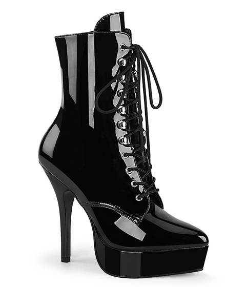 Devious — Bottines Fétichistes à Lacets INDULGE-1020 Devious – Noir Vernis
