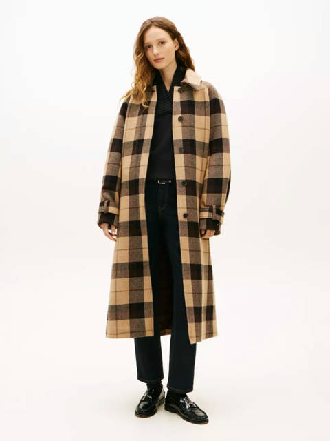 Tommy Hilfiger — Manteau oversize ceinturé en laine à carreaux