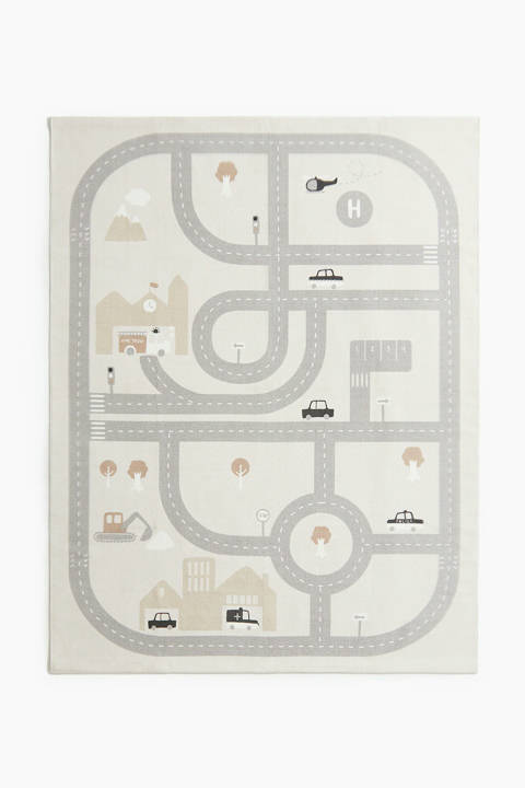 H&M Home — Tapis de jeu avec routes – Beige clair/routes urbaines