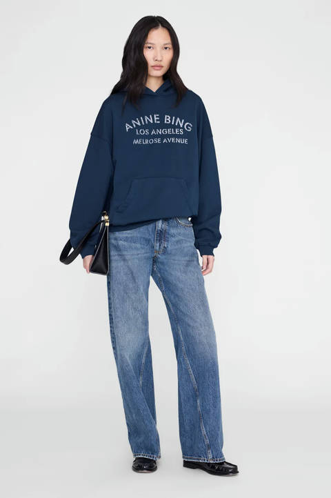 Anine Bing — Harvey Sweatshirt Melrose Stencil - Navy