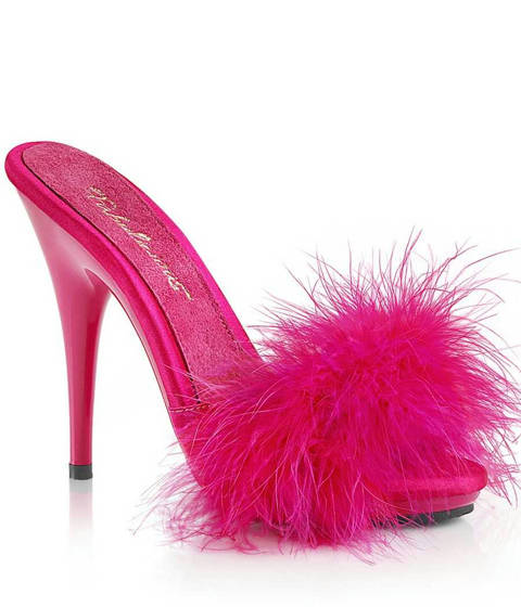 Fabulicious — Mules à Plumes POISE-501F : L'Élégance Marabout LBDHT – Fuschia