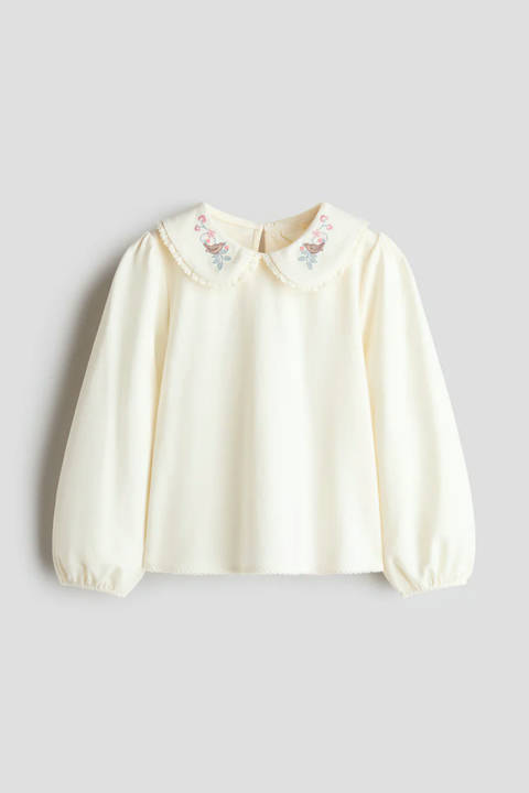 H&M — Embroidery-detail cotton blouse