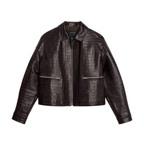 Longchamp — Blouson – Cuir - Moka
