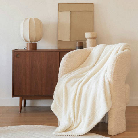 Maisons du Monde — Plaid en polaire et sherpa écru 170x130 Dubble