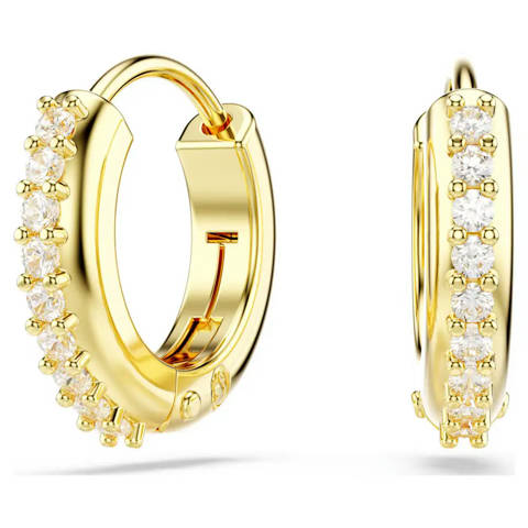 Swarovski — Swarovski Anneaux d'oreilles Matrix Taille ronde, Blanches, Doré à l’or 18 carats (750/1000)